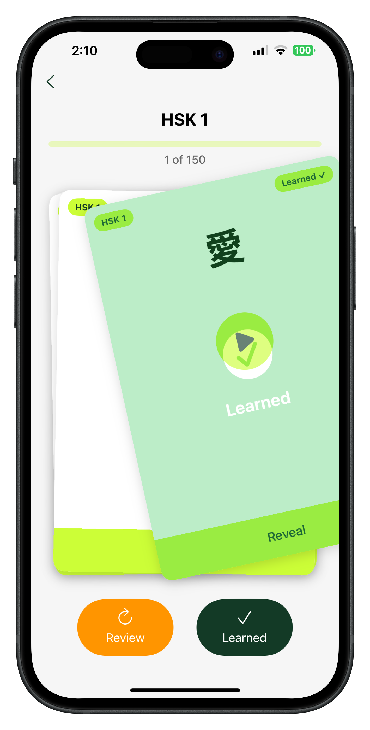 Interactive flashcard review