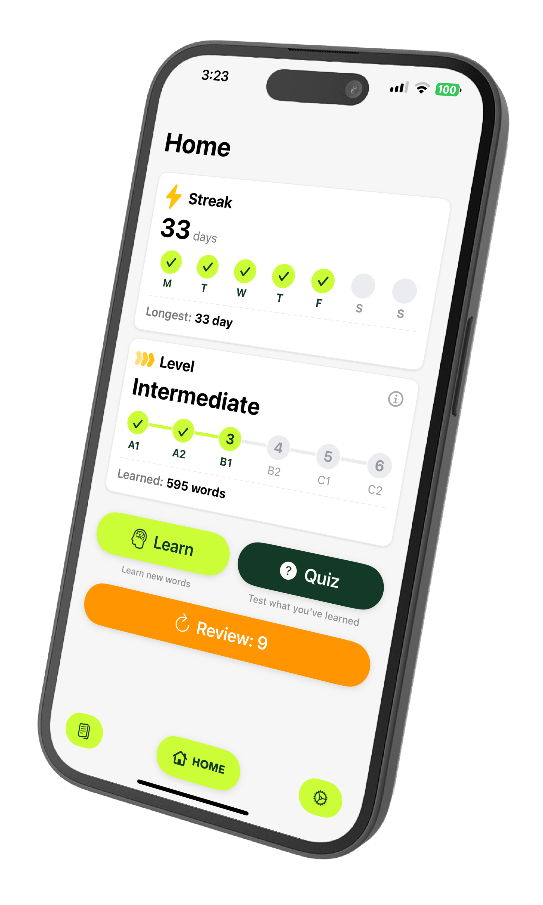 HSK Flashcard App Home Screen